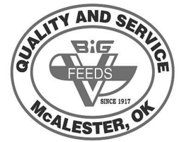 BIG V FEEDS SINCE 1917 QUALITY AND SERVICE MCALESTER, OK logo