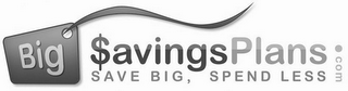 BIG$AVINGSPLANS.COM SAVE BIG, SPEND LESS logo