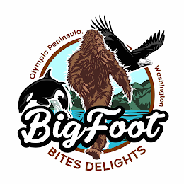 BIGFOOT BITES DELIGHTS OLYMPIC PENINSULA WASHINGTON logo