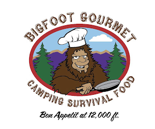 BIGFOOT GOURMET CAMPING SURVIVAL FOOD BON APPETIT AT 12,000 FT. logo