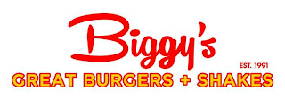 BIGGY'S EST. 1991 GREAT BURGERS + SHAKES logo
