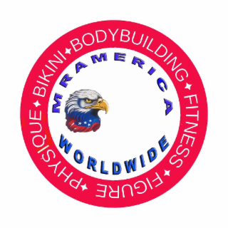 BIKINI BODYBUILDING FITNESS FIGURE PHYSIQUE MR AMERICA WORLDWIDE logo