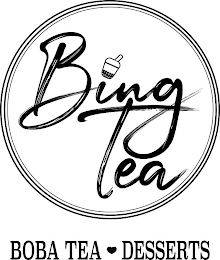 BING TEA; BOBA TEA, DESSERTS logo