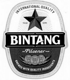 BINTANG PILSENER INTERNATIONAL QUALITY TRADE MARK BREWED WITH QUALITY INGREDIENTS logo