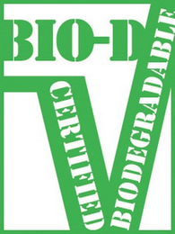 BIO-D V CERTIFIED BIODEGRADABLE logo