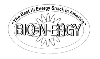 BIO-N-ERGY "THE BEST HI ENERGY SNACK IN AMERICA" logo