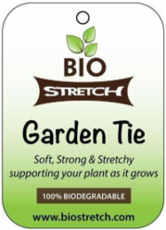 BIO STRETCH GARDEN TIE SOFT, STRONG & STRETCHY SUPPORTINGYOUR PLANT AS IT GROWS 100% BIODEGRADABLE WWW.BIOSTRETCH.COM logo