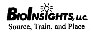 BIOINSIGHTS, LLC. SOURCE, TRAIN, AND PLACE logo