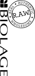 BIOLAGE · REAL · AUTHENTIC · WHOLESOME R.A.W. logo
