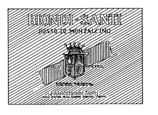 BIONDI-SANTI ROSSO DI MONTALCINO MARCA PROPRIA TENUTA "GREPPO" FRANCO BIONDI SANTI NELLA CANTINA DELLA AZIENDA AGRICOLA "GREPPO" logo