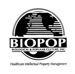 BIOPOP BIOLOGICAL & POPULAR CULTURE, INC. HEALTHCARE INTELLECTUAL PROPERTY MANAGEMENT logo