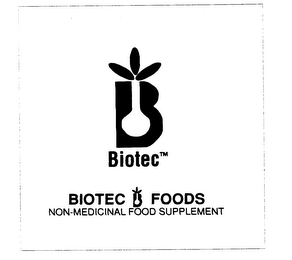 BIOTEC FOODS NON-MEDICINAL FOOD SUPPLEMENT BIOTEC logo