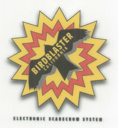 BIRDBLASTER CALIFORNIA ELECTRONIC SCARECROW SYSTEM logo