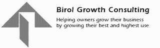 BIROL GROWTH CONSULTING HELPING OWNERS GROW THEIR BUSINESS BY GROWING THEIR BEST AND HIGHEST USE. logo
