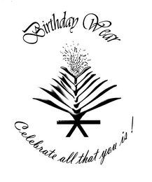 BIRTHDAY WEAR CELEBRATE ALL THAT YOU IS! logo