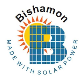 BISHAMON B MADE WITH SOLAR POWER logo