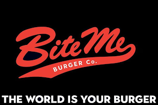 BITE ME BURGER CO. THE WORLD IS YOUR BURGER logo