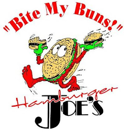 "BITE MY BUNS!" HAMBURGER JOE'S logo