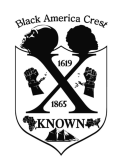 BLACK AMERICA CREST 1619 1865 XKNOWN logo