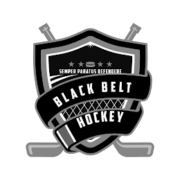 BLACK BELT HOCKEY SEMPER PARATUS DEFENDERE logo