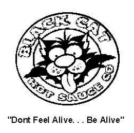 BLACK CAT HOT SAUCE CO "DON'T FEEL ALIVE...BE ALIVE" logo