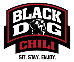 BLACK D G CHILI SIT. STAY. ENJOY. logo