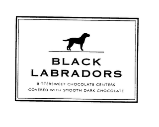 BLACK LABRADORS BITTERSWEET CHOCOLATE CENTERS COVERED WITH SMOOTH DARK CHOCOLATE logo