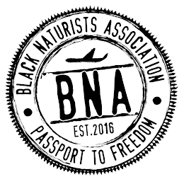 BLACK NATURISTS ASSOCIATION PASSPORT TO FREEDOM BNA EST. 2016 logo