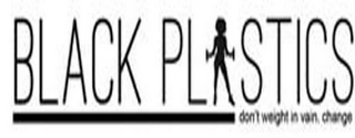 BLACK PLASTICS DON'T WEIGHT IN VAIN, CHANGE logo