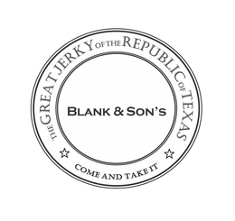 BLANK & SON'S THE GREAT JERKY OF THE REPUBLIC OF TEXAS COME AND TAKE IT logo