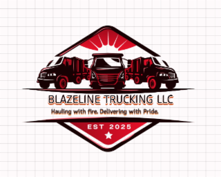 BLAZELINE TRUCKING LLC HAULING WITH FIRE. DELIVERING WITH PRIDE. EST 2025 logo