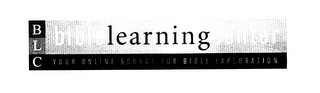 BLC BIBLE LEARNING CENTER YOUR ONLINE SOURCE FOR BIBLE EXPLORATION logo