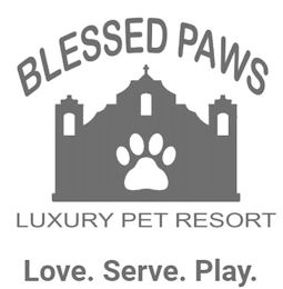 BLESSED PAWS LUXURY PET RESORT LOVE. SERVE. PLAY. logo