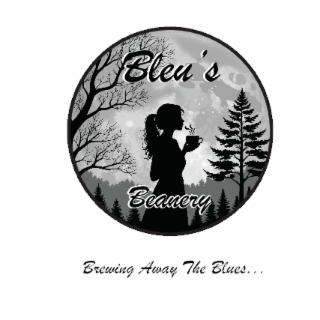 BLEU'S BEANERY  BREWING AWAY THE BLUES... logo