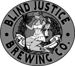 BLIND JUSTICE BREWING CO. EST. LAKE ARROWHEAD CA. 2012 logo