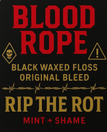 BLOOD ROPE BLACK WAXED FLOSS ORIGINAL BLEED RIP THE ROT MINT + SHAME logo