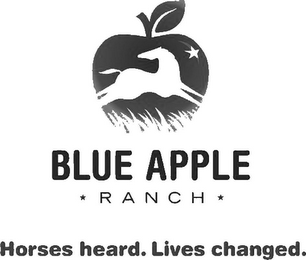 BLUE APPLE RANCH "HORSES HEARD. LIVES CHANGED". logo