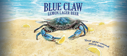 BLUE CLAW LEMON LAGER BEER YOUR PORCH YEAR-ROUND BEER! logo