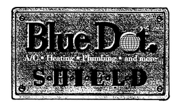 BLUE DOT. SHIELD A/C HEATING PLUMBING AND MORE logo