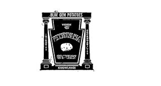 BLUE GEM POTATOES PENNSYLVANIA GROWERS INTEGRITY DEPENDABILITY VISION KNOWLEDGE logo