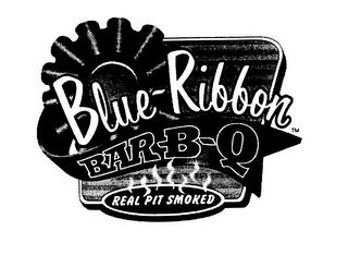 BLUE-RIBBON BAR-B-Q REAL PIT SMOKED logo