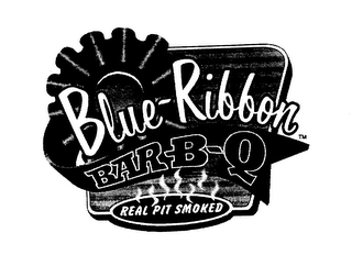 BLUE-RIBBON BAR-B-Q REAL PIT SMOKED logo