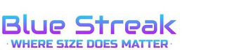 BLUE STREAK WHERE SIZE DOES MATTER logo