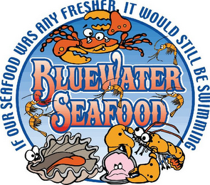 BLUEWATER SEAFOOD IF OUR SEAFOOD WAS ANY FRESHER, IT WOULD STILL BE SWIMMING logo