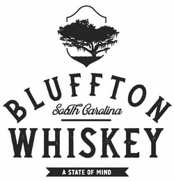 BLUFFTON SOUTH CAROLINA WHISKEY A STATEOF MIND logo