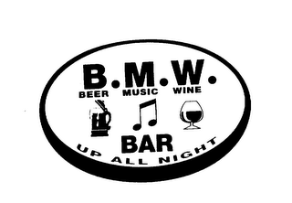 B.M.W. BEER MUSIC WINE BAR UP ALL NIGHT logo