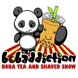 BOBADDICTION. BOBA TEA AND SHAVED SNOW. logo
