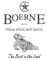 BOERNE BRAND TEXAS STYLE HOT SAUCE THE BEST IN THE LAND logo