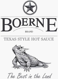 BOERNE BRAND TEXAS STYLE HOT SAUCE THE BEST IN THE LAND logo