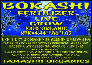 BOKASHI FERTILIZER LIVE GROW 100% ORGANIC logo